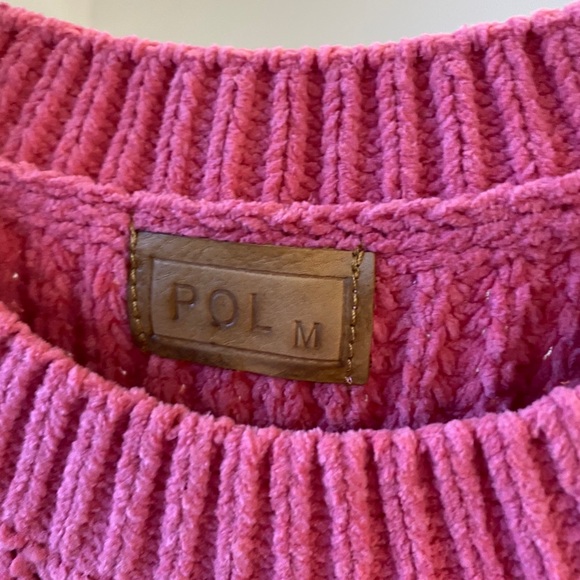 NWOT POL Medium Pink Chenille Distressed Sweater - Picture 3 of 5